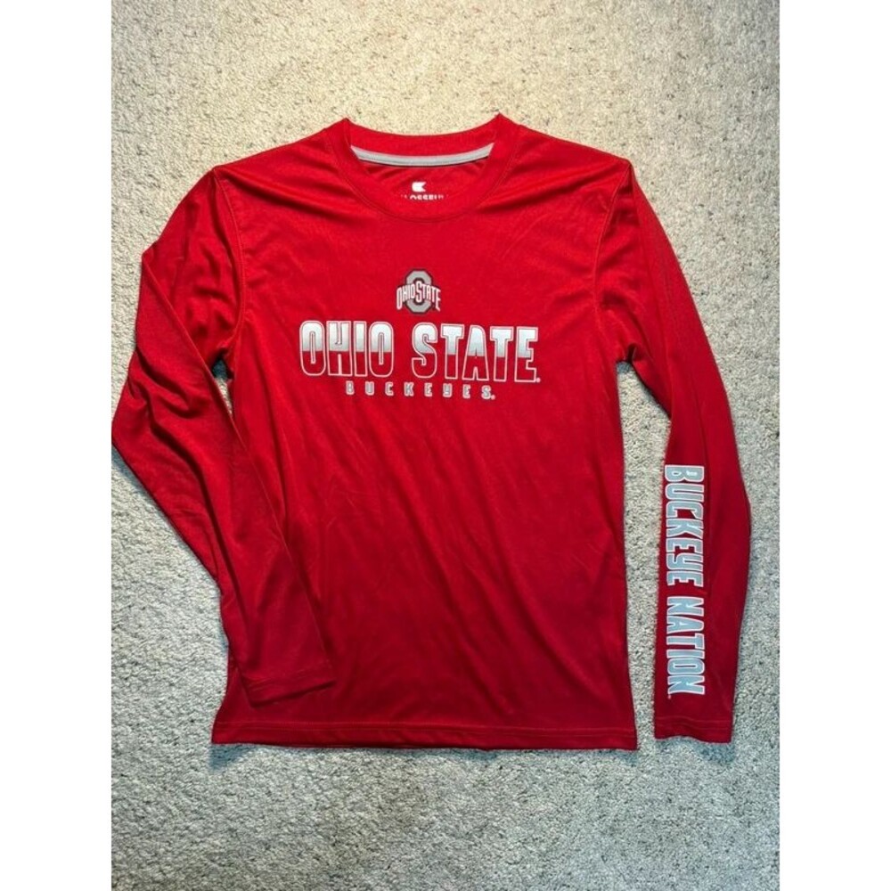 Colosseum Ohio State Buckeyes Youth M 12-14 Long Sleeve Performance Shirt Red